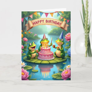 Carte de fête d'anniversaire Grenouille à pois