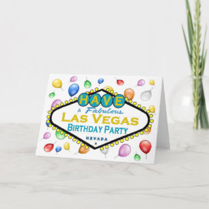 Carte de fête d'anniversaire Las Vegas avec ballon