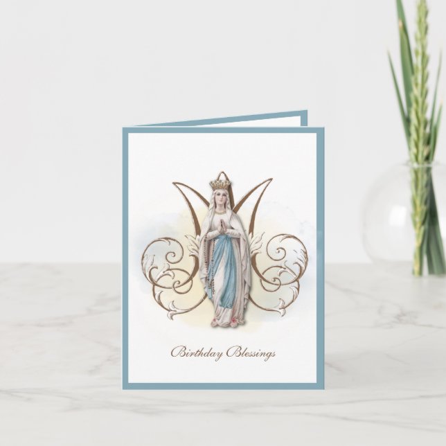 Carte de fête d'anniversaire Vierge Marie Lourdes (Devant)