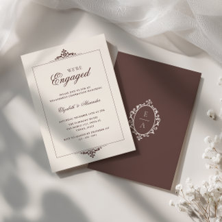 Carte de fête de fiançailles Crème Espresso Marron