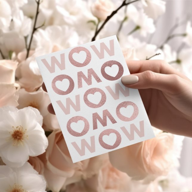 CARTE DE FÊTE DE LA MÈRE BOLD WOW MOM Blush Pink (Créateur téléchargé)