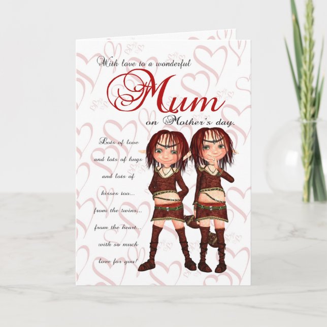 Carte de Fête de la mère de maman des jumeaux - De (Devant)