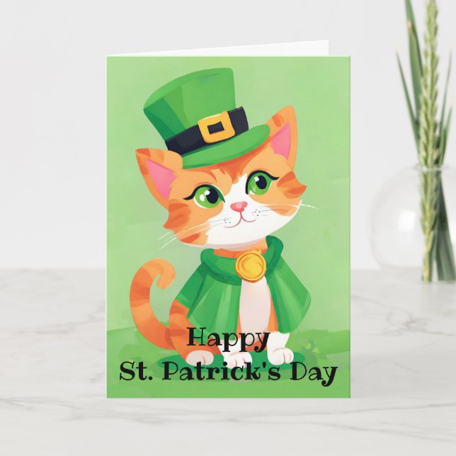 Carte de fête de la Saint-Patrick avec un chaton j (Devant)