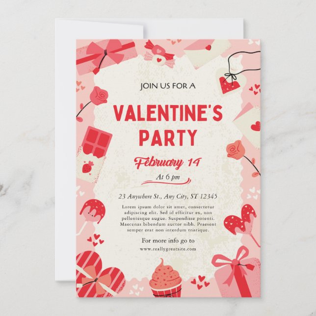 Carte de fête de la Saint-Valentin mignonne rose e (Devant)