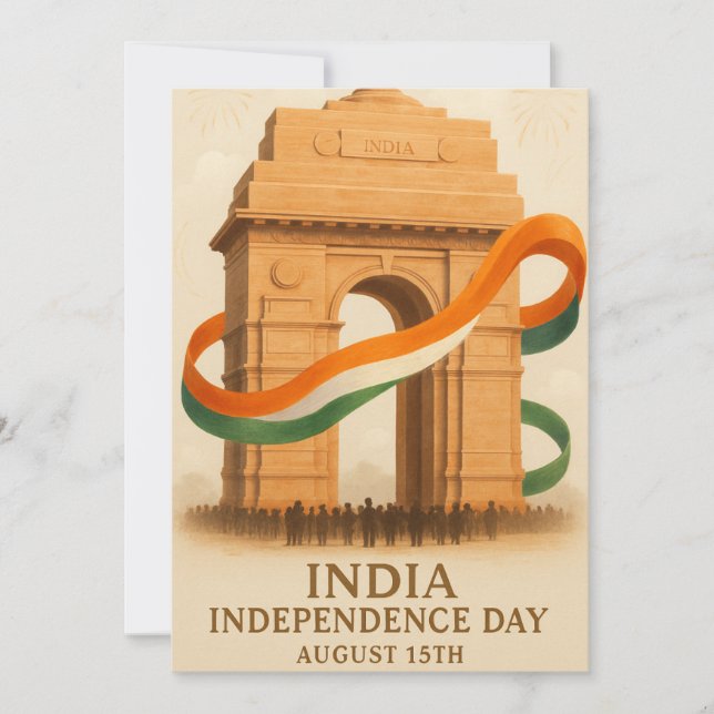 Carte de fête de l'Indépendance de la porte d'Inde (Devant)