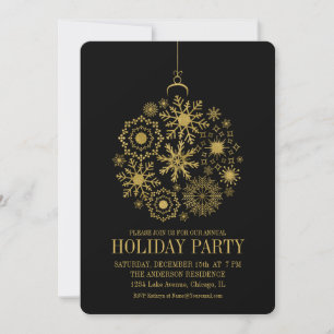 Carte de fête de l'ornement de fêtes Gold Snowflak