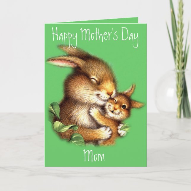 Carte de fête de maman lapin et maman lapin (Devant)
