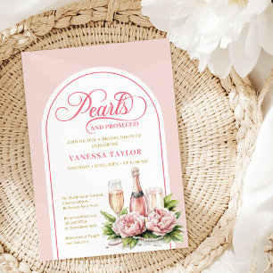 Carte de Fête de Mariage Élégante Rose et Perles d