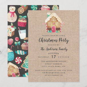 Carte de fête de Noël de maison en pain d'épice en