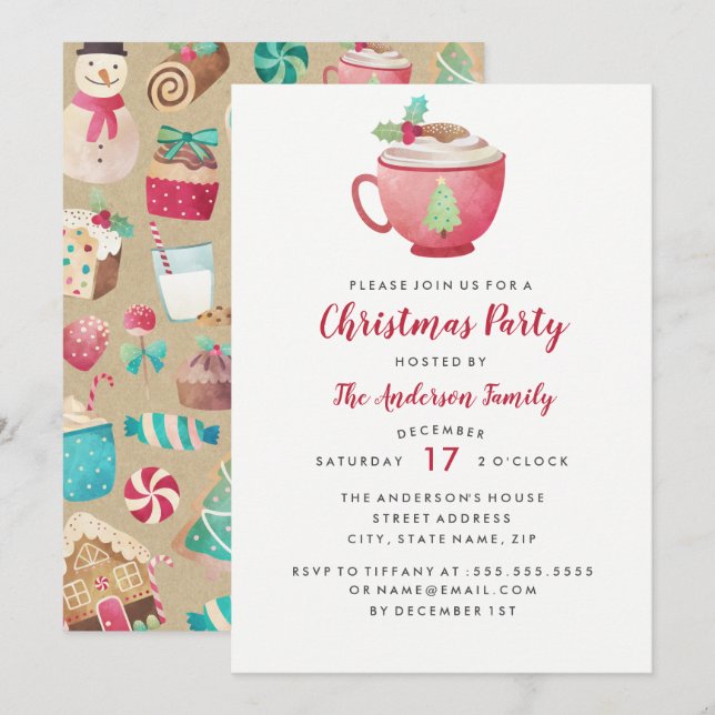 Carte de fête de Noël de Mug Festin doux (Devant / Derrière)