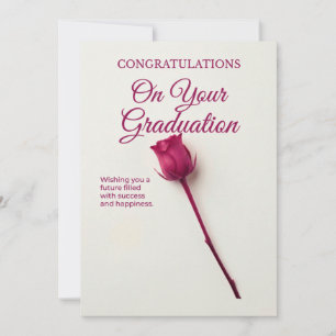 Carte de Fête de Remise de Diplôme Florale Rouge p