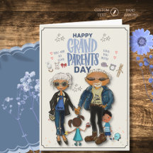 Carte de fête des grands-parents cool avec petits-