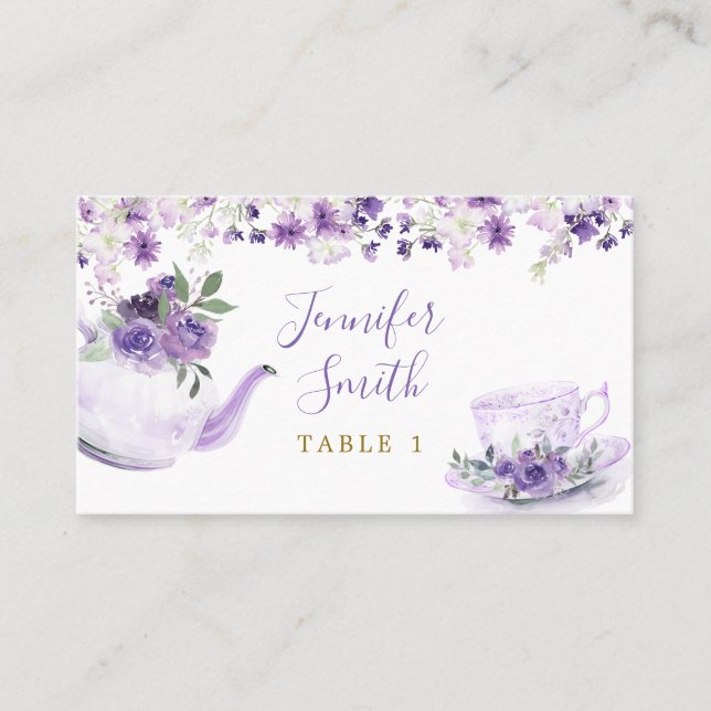 Carte de Fête des mariées à thé à la floraison vio (Devant)