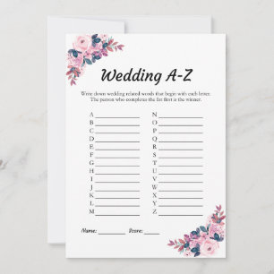 Carte de Fête des mariées A-Z Mariage rose Floral