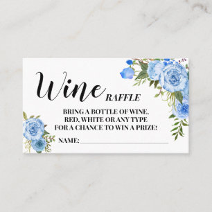Carte de Fête des mariées Bleu Fleurs Vin Raffle B