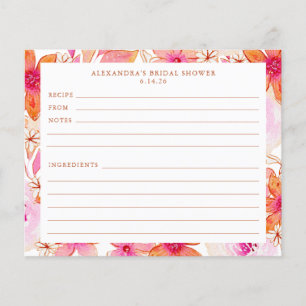 Carte de Fête des mariées Boho Rose Orange Fleurs