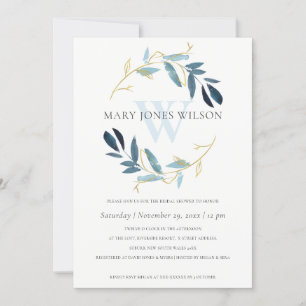 CARTE DE FÊTE DES MARIÉES D'AQUA BLUE GOLD FOLIAGE