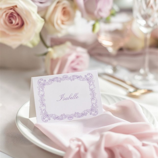 Carte de Fête des mariées de cadre Vintage romanti (Romantic Vintage Frame Bridal Shower Place Card)