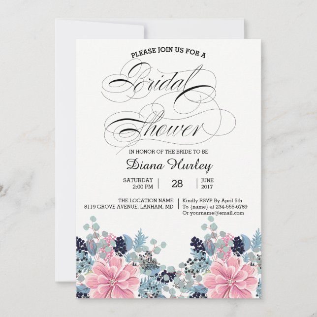 Carte de Fête des mariées florale (Devant)
