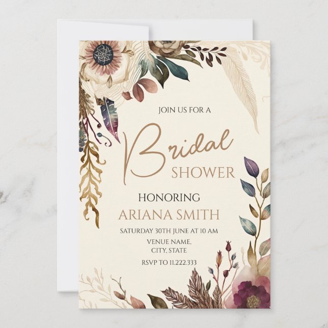 Carte de Fête des mariées florale personnalisable (Devant)