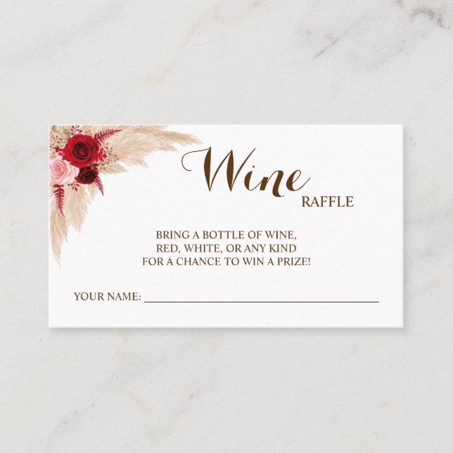 Carte de Fête des mariées Mariage Pampas Wine Raff (Devant)