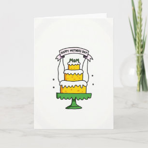 Carte de fête des mères à gâteau à bords festonnés