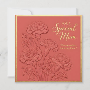 Carte de fête des mères à motif floral embossé