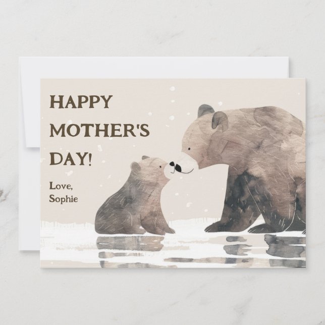 Carte de fête des mères adorable Mama Bear & Cub (Devant)
