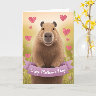 Carte de fête des mères amusante Mum mignonne Capy