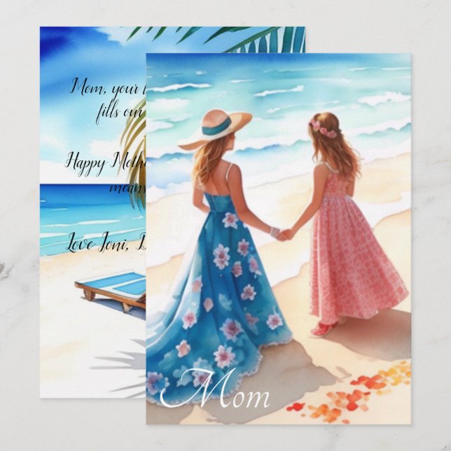 Carte de fête des mères aquarelles (Devant / Derrière)