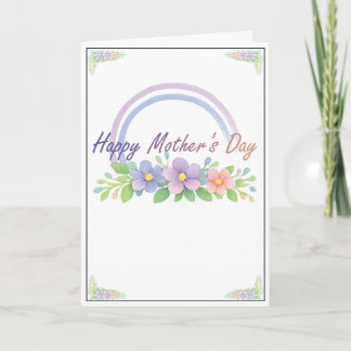 Carte de fête des mères aux fleurs arc-en-ciel pas