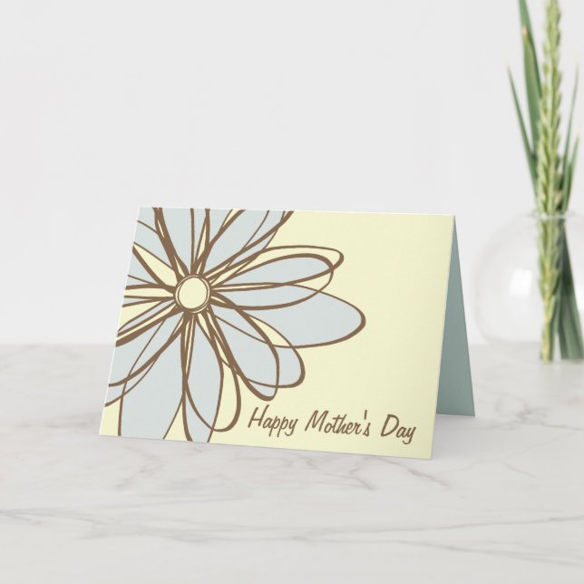 Carte de Fête des Mères aux Fleurs Bleues et Brown (Devant)