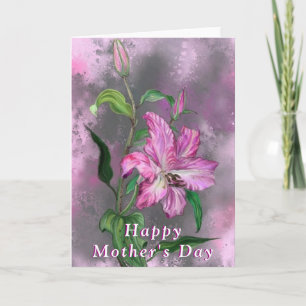 Carte de fête des mères aux fleurs de lys rose vio