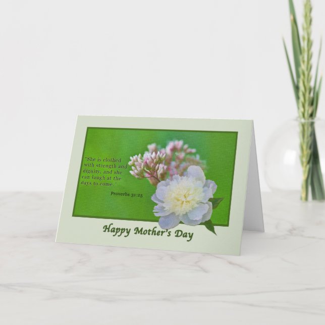 Carte de fête des mères aux fleurs rose et blanche (Devant)