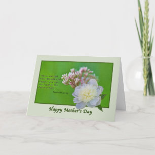 Carte de fête des mères aux fleurs roses et blanch