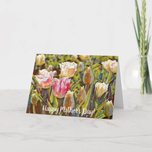 Carte de fête des mères aux tulipes impressionnist (Devant)