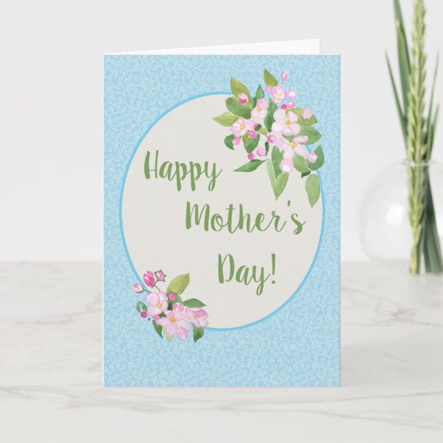 Carte de fête des mères avec Apple Blossom sur Sky (Devant)