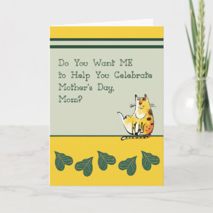 Carte de fête des mères avec chat humoristique