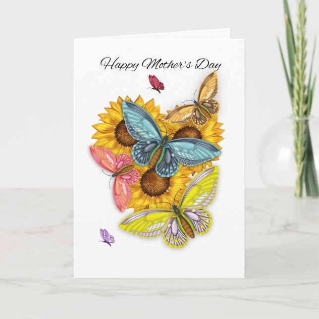 Carte de fête des mères avec papillons et tourneso (Devant)
