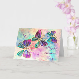 Carte de fête des mères avec papillons volants