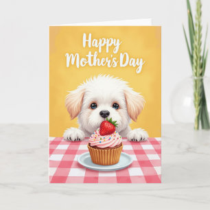 Carte de fête des mères avec un chiot adorable