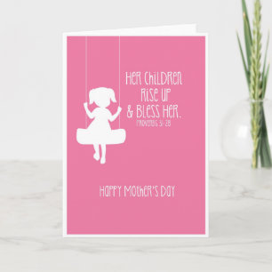 Carte de fête des mères Bible Verse Girl Silhouett