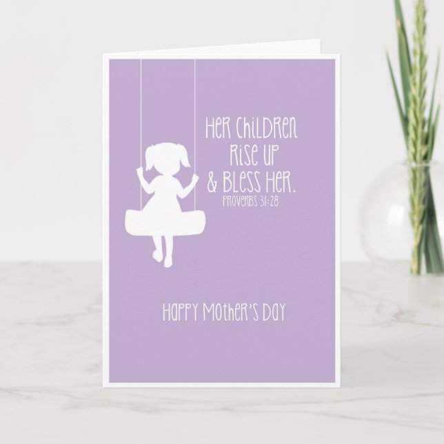 Carte de fête des mères Bible Verse Girl Silhouett (Devant)