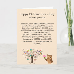 Carte de fête des mères biologiques Owl Always Lov