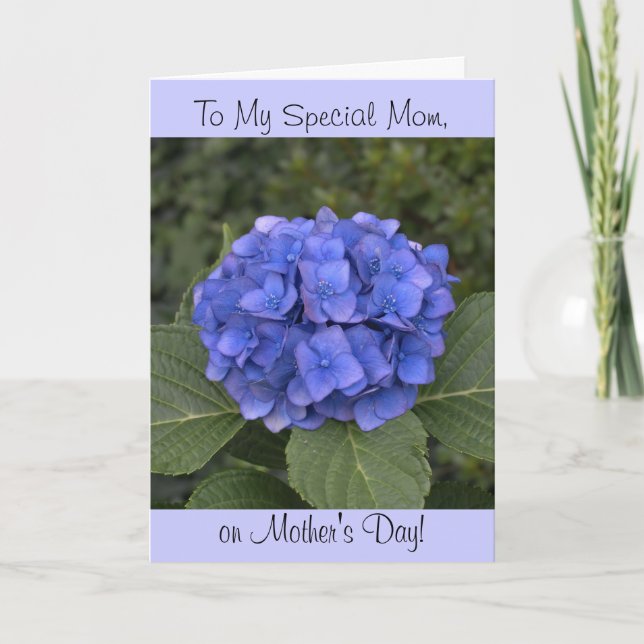 Carte de fête des mères Blue Hydrangea Flower (Devant)