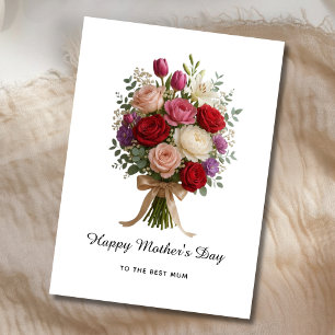 Carte de Fête des Mères Bouquet Floral pour la Mei