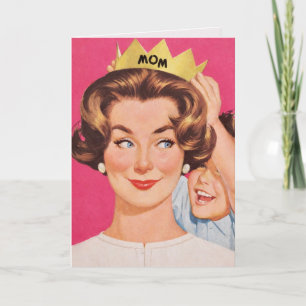 Carte de fête des mères Couronne de maman rétro vi