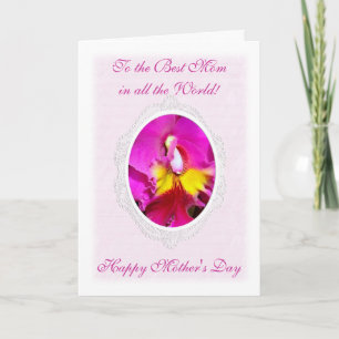 Carte de fête des mères de Cattleya jaune rose