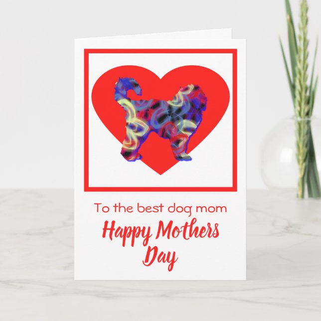 Carte de fête des mères de Cockapoo Dog Red Heart (Devant)