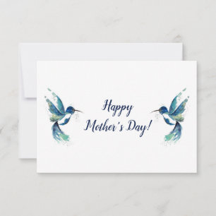 Carte de fête des mères de deux colibris bleus